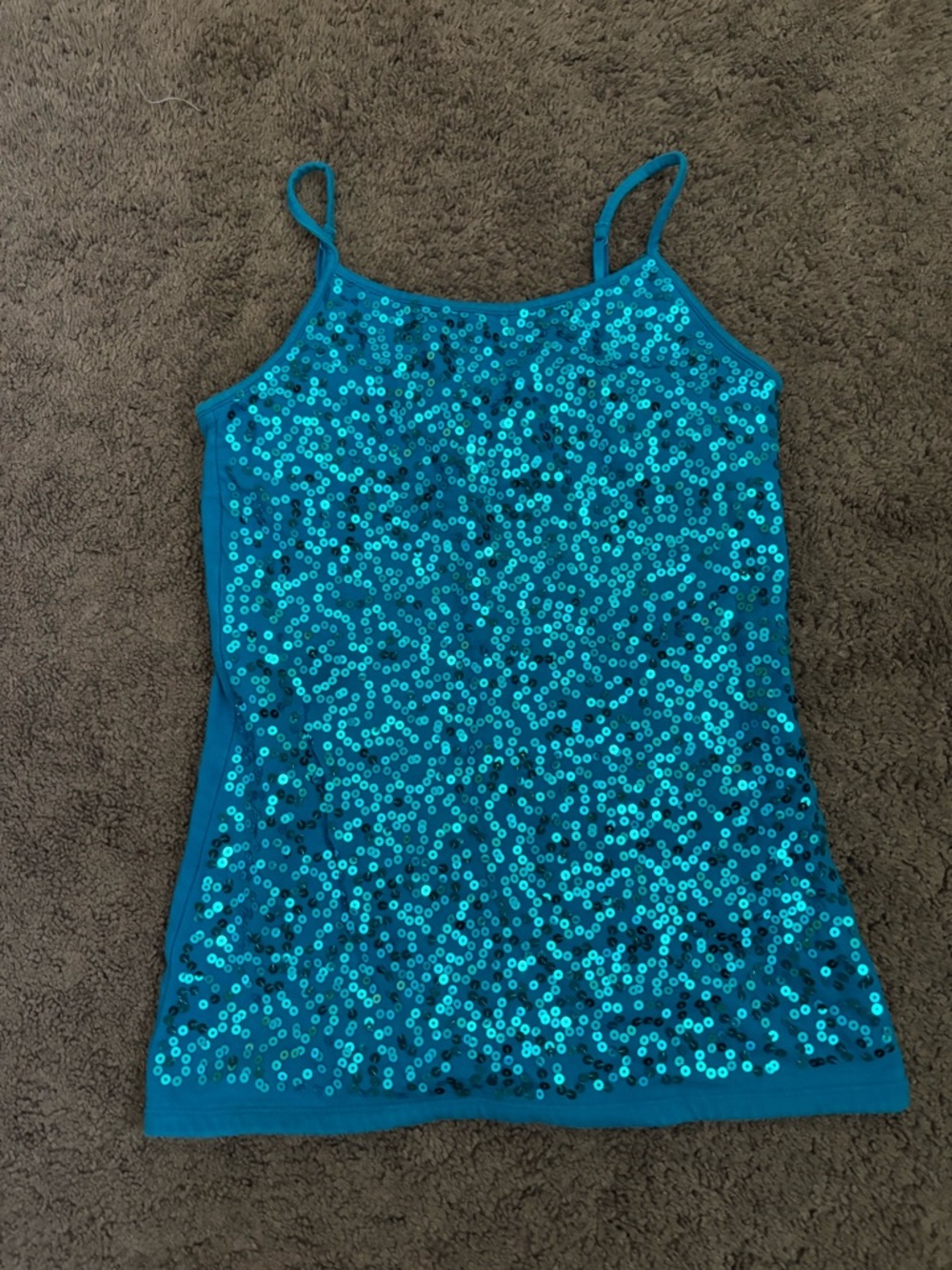 Justice Girls Cami Sequin Blue Top Sz 14